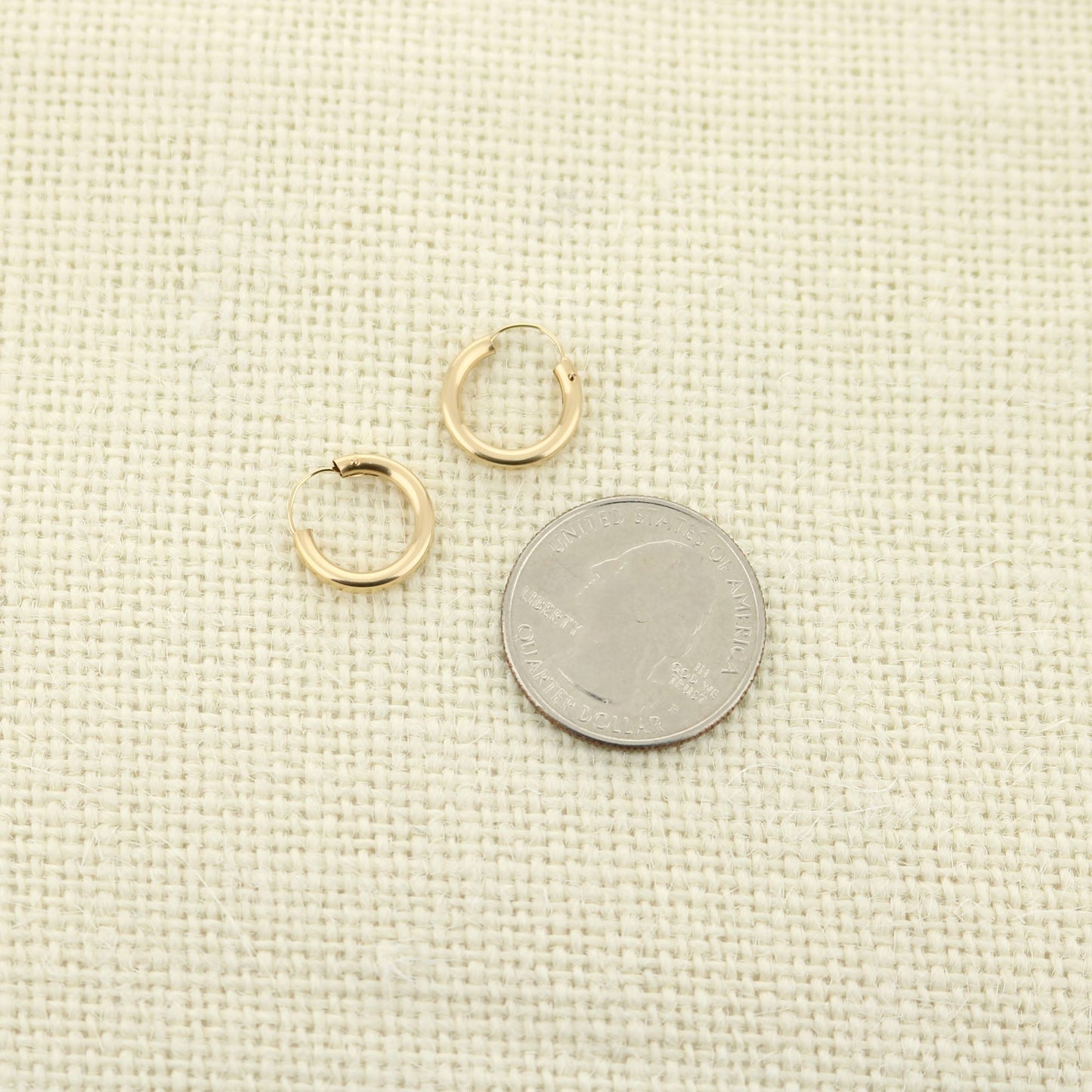 14k Yellow Gold Filled Hoop Earrings 14 Mm