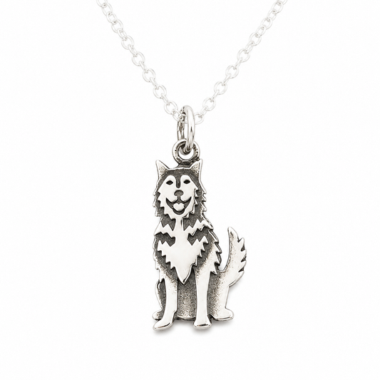 Sterling Silver Siberian Husky Dog Necklace