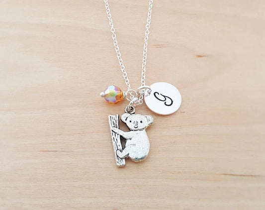Koala Bear Charm Personalized Sterling Silver Necklace