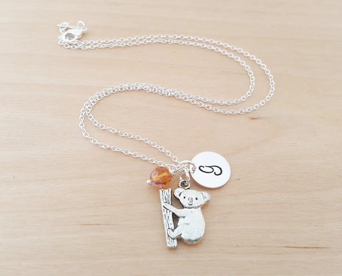 Koala Bear Charm Personalized Sterling Silver Necklace