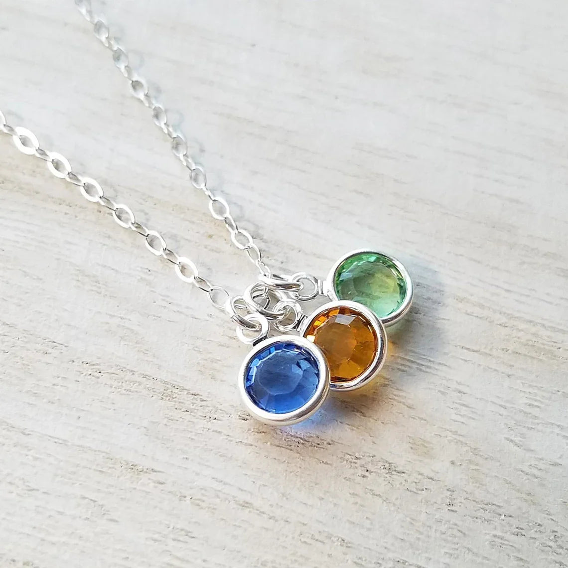 Custom Swarovski Birthstone Necklace – Sterling Silver, 18" Chain
