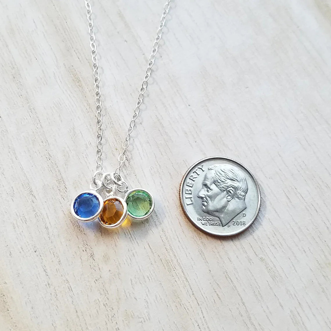 Custom Swarovski Birthstone Necklace – Sterling Silver, 18" Chain