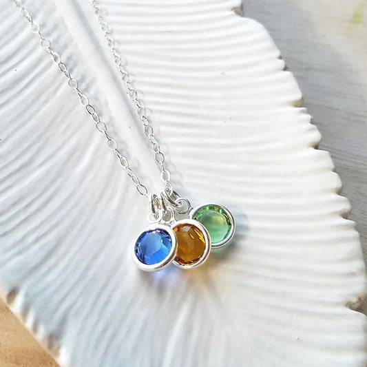 Custom Swarovski Birthstone Necklace – Sterling Silver, 18" Chain