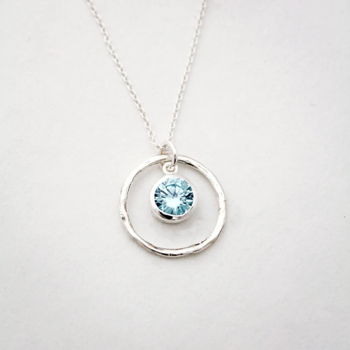 Orbit Birthstone Necklace – Sterling Silver Circle Pendant