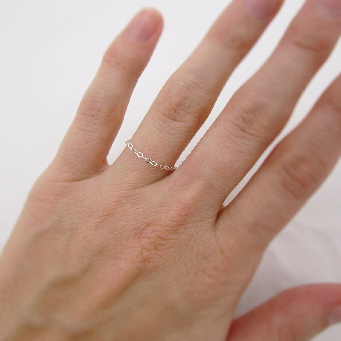Tiny Chain Ring – Sterling Silver or Gold Filled
