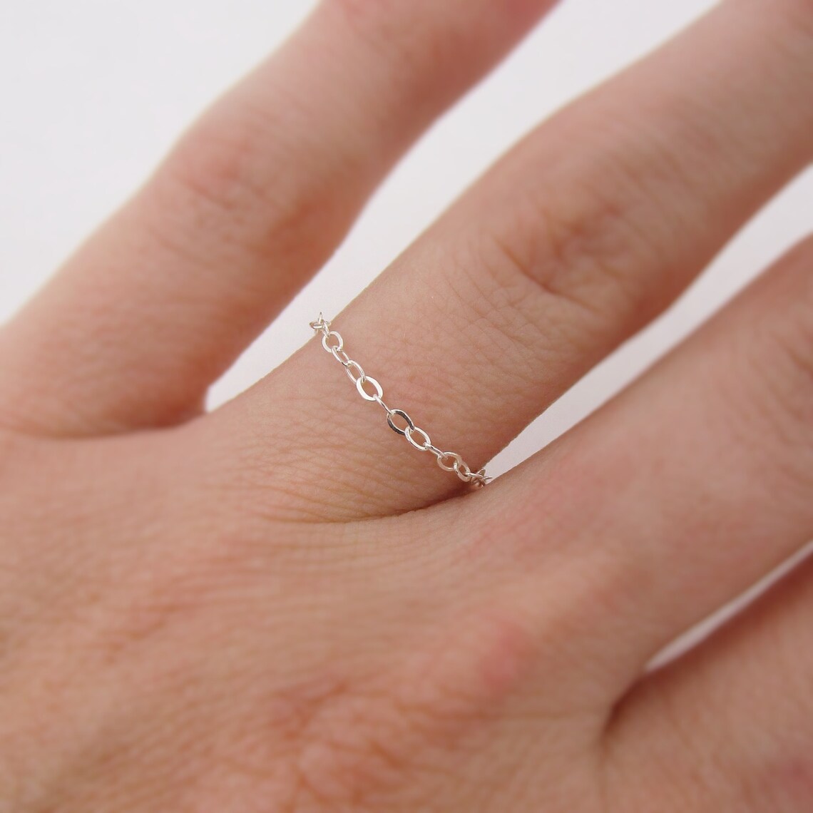 Tiny Chain Ring – Sterling Silver or Gold Filled
