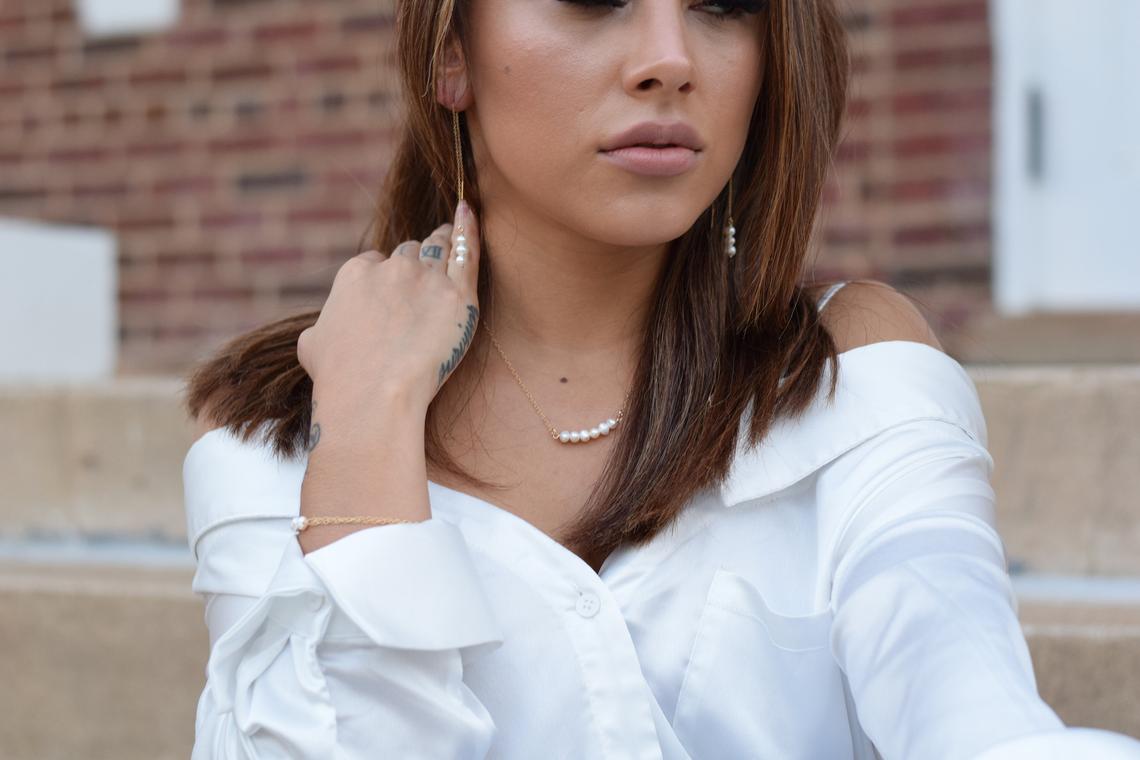 Freshwater Pearl Bar Necklace, 14k Gold Filled - As Seen in Tough Apparel Commercial