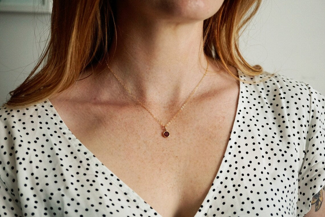 Gold Birthstone Necklace – Swarovski Crystals on 18" Gold Filled Chain