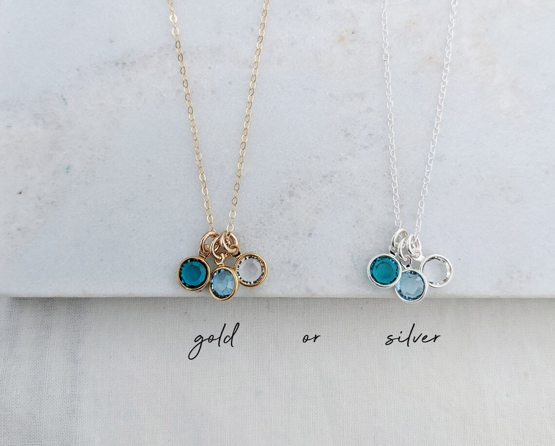 Custom Swarovski Birthstone Necklace – Sterling Silver, 18" Chain