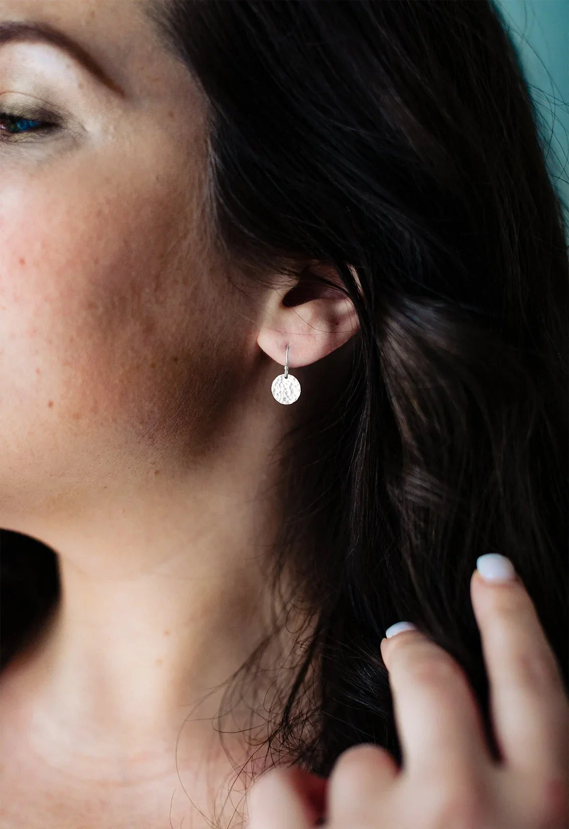 Hammered Disc Earrings – 12mm in Sterling Silver or 14k Gold Filled