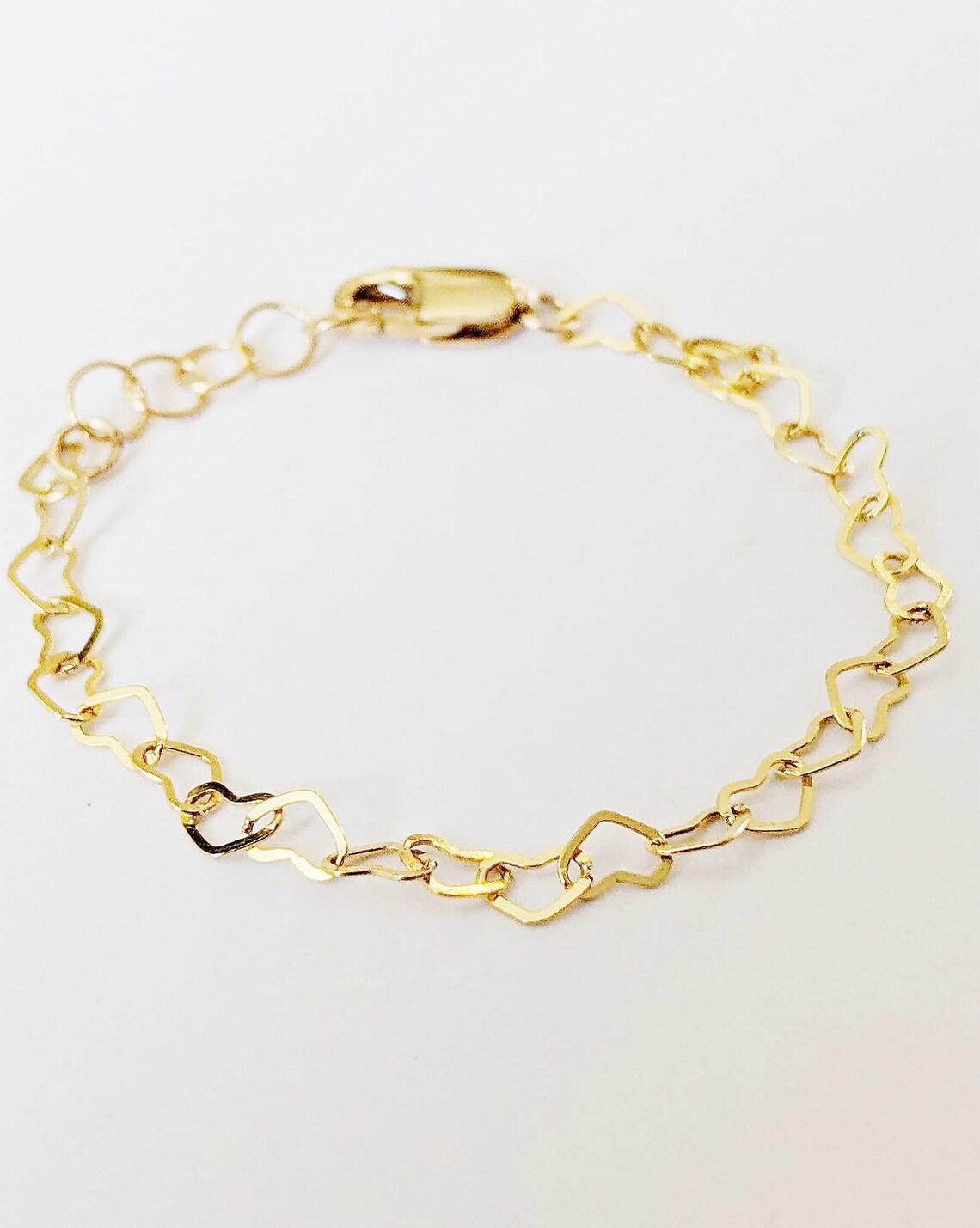 Dainty Sterling Silver Heart Chain Bracelet – Minimalist Jewelry
