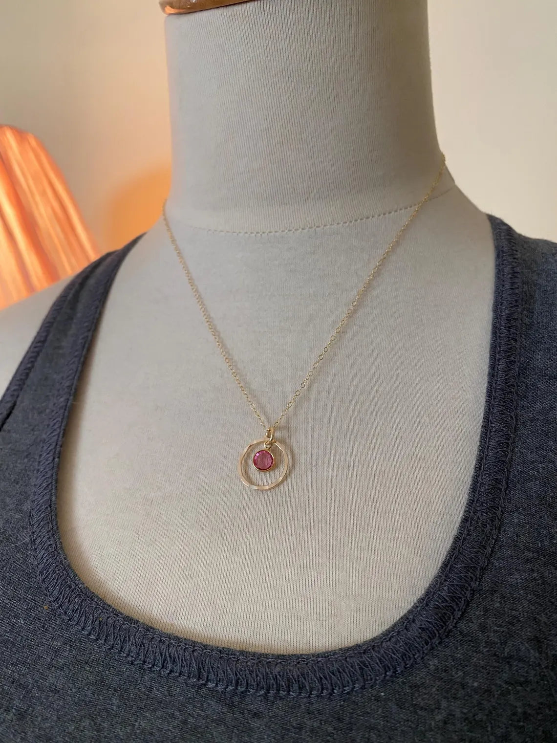Orbit Birthstone Necklace – Sterling Silver Circle Pendant