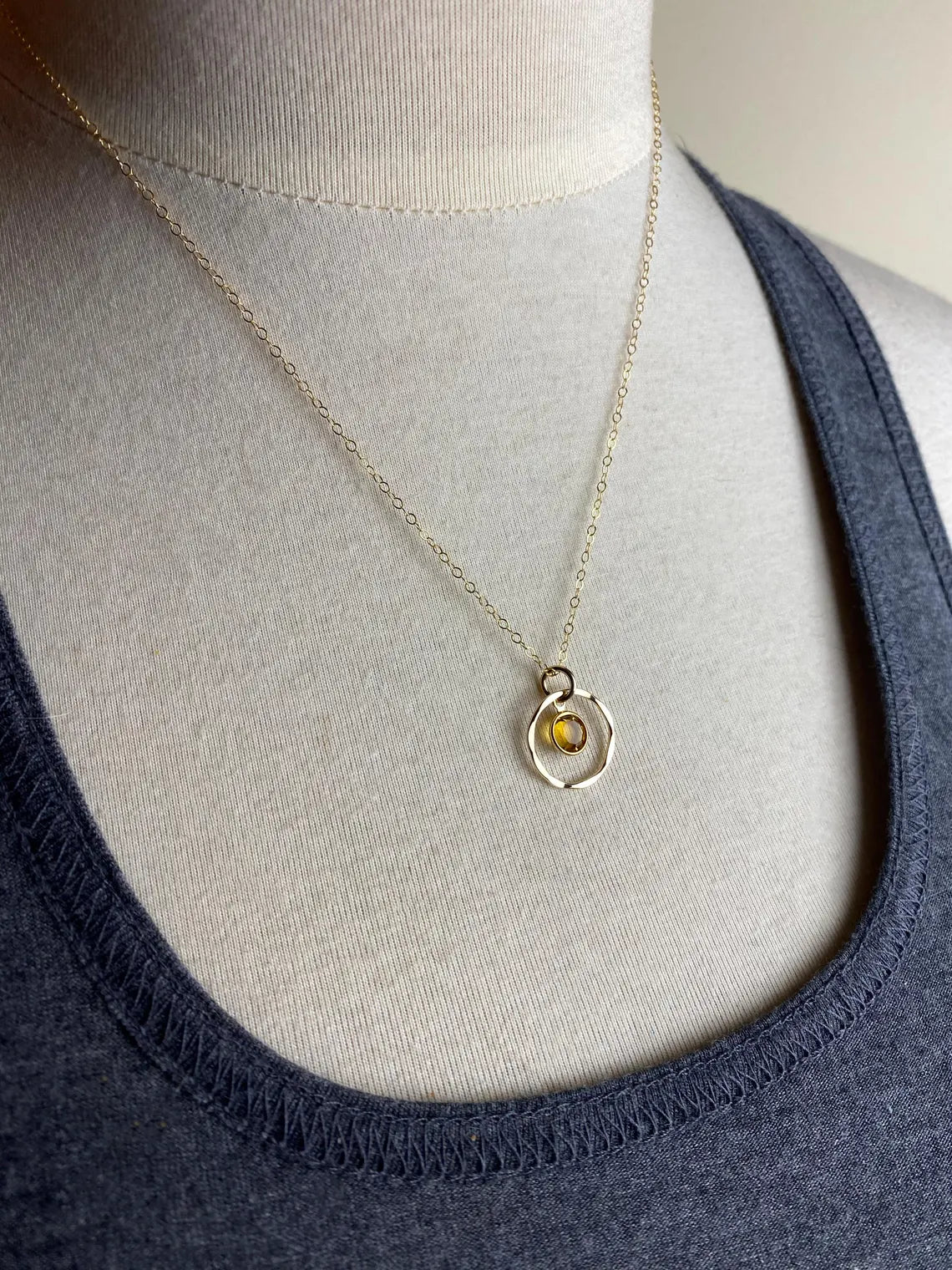Orbit Birthstone Necklace – 14k Gold Filled Circle Pendant
