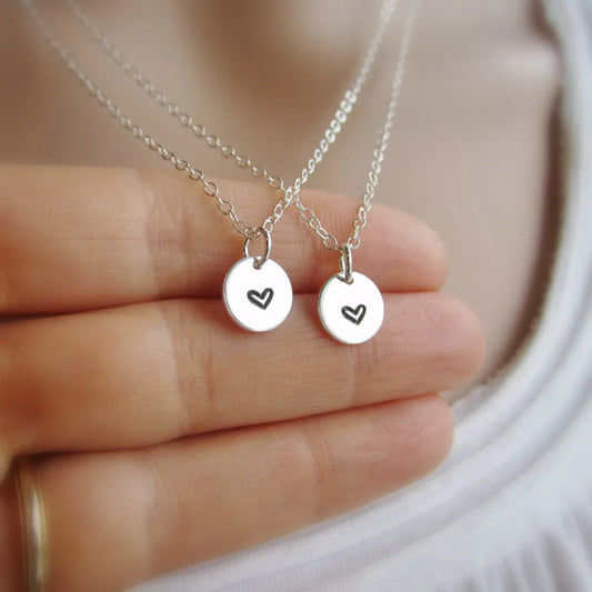 Tiny Hand Stamped Heart Necklace – Sterling Silver, 16" or 18" Chain