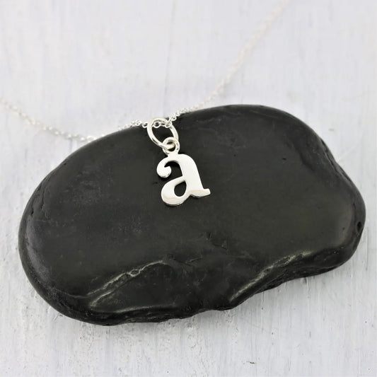 Tiny Typewriter Initial Necklace – Choose Your Letter, Sterling Silver Charm on 16" Chain