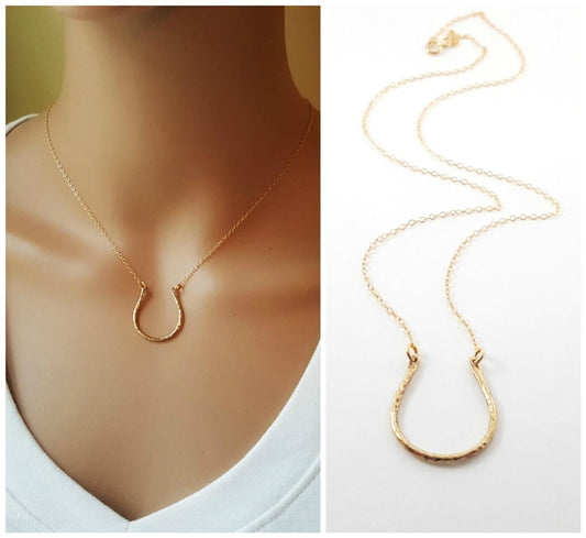 Horseshoe Charm Necklace - 14k Gold Fill Necklace