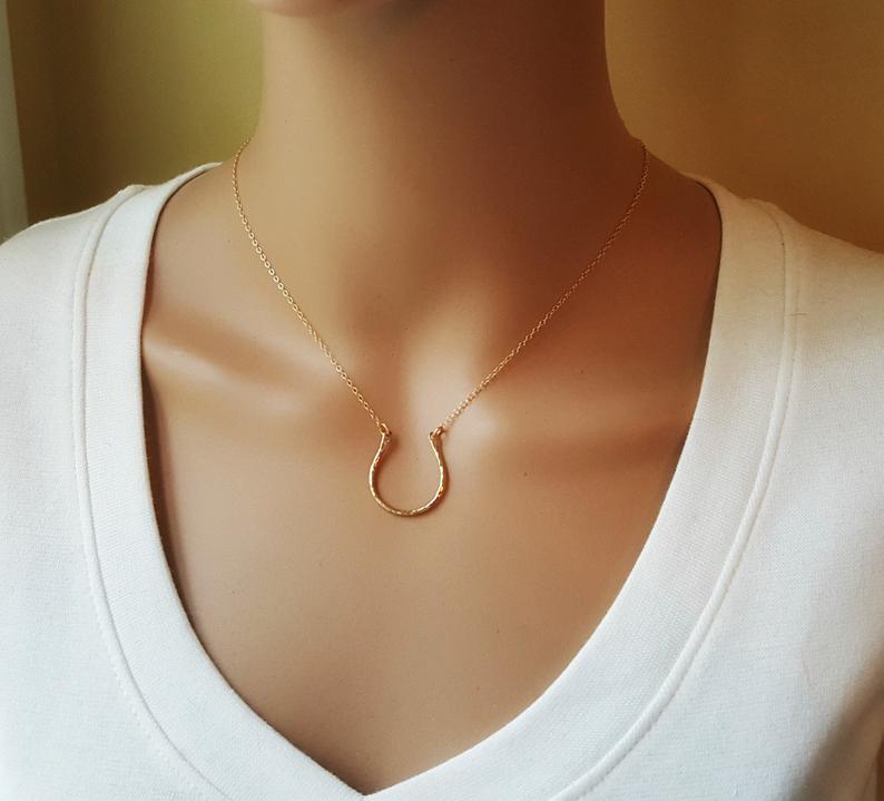 Horseshoe Charm Necklace - 14k Gold Fill Necklace