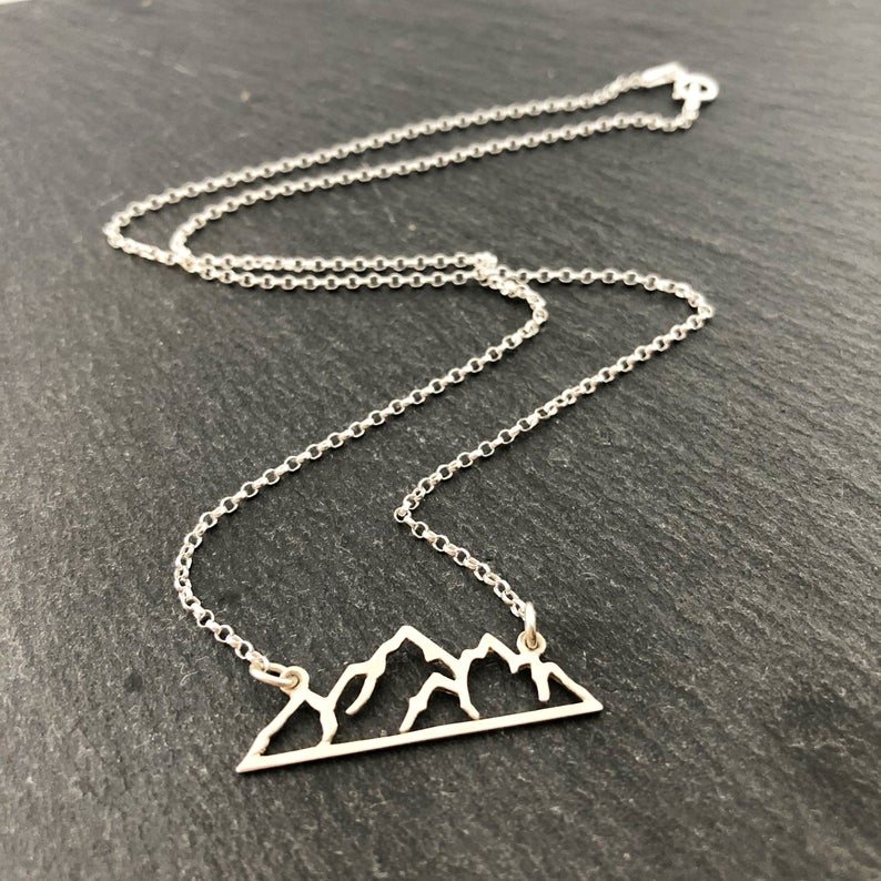 Mountain Skyline Bar 925 Sterling Silver Connector Necklace