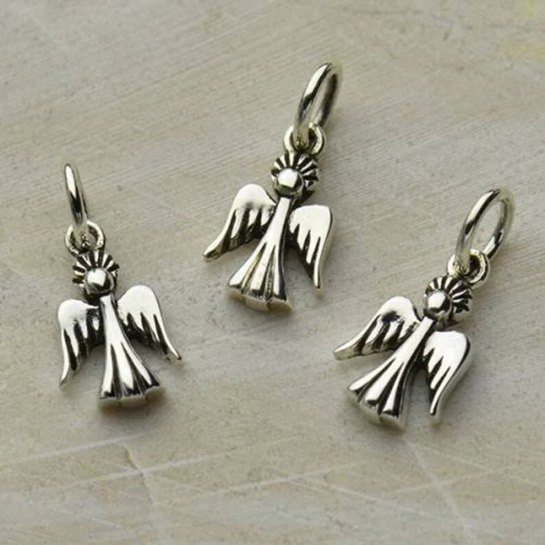 Sterling Silver Guardian Angel Charm Necklace for Girls – Dainty Angel Pendant on 16” Chain