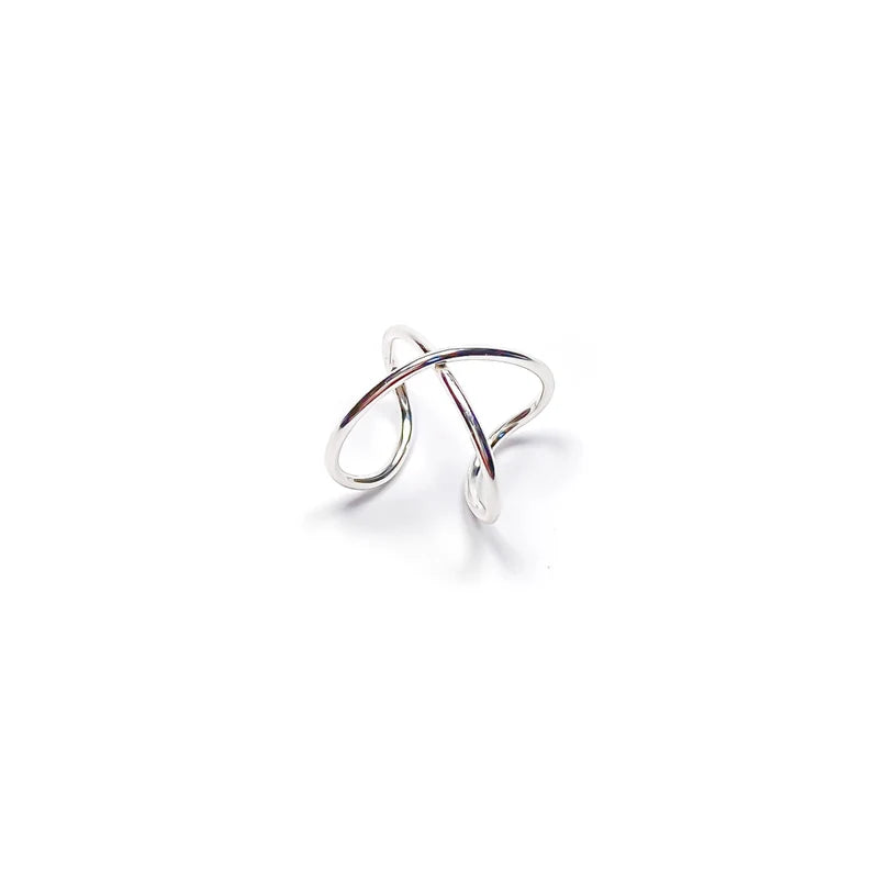 Solid Sterling Silver Criss Cross Ear Cuff – 10mm Minimalist Non-Pierced Conch Wrap