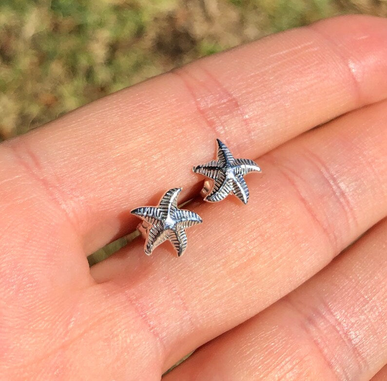 Sterling Silver Starfish Stud Earrings – 1/2 Inch