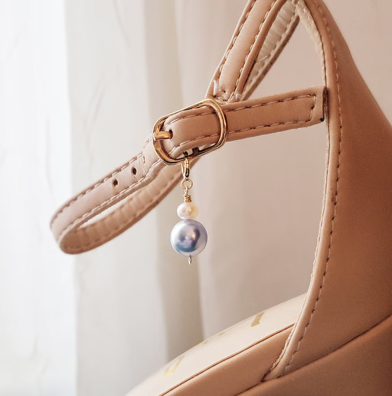 Something Blue Bridal Charm – Freshwater Pearl & Swarovski Clip-On