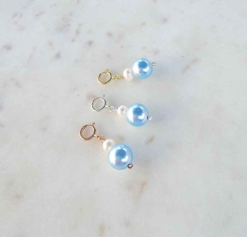 Something Blue Bridal Charm – Freshwater Pearl & Swarovski Clip-On