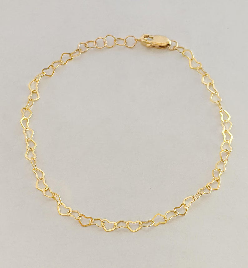 Little Heart Bracelet - Sterling Silver or 14k Gold Fill