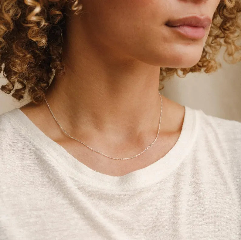 Dainty Chain Necklace 1.3mm | Sterling Silver or 14k Gold Filled