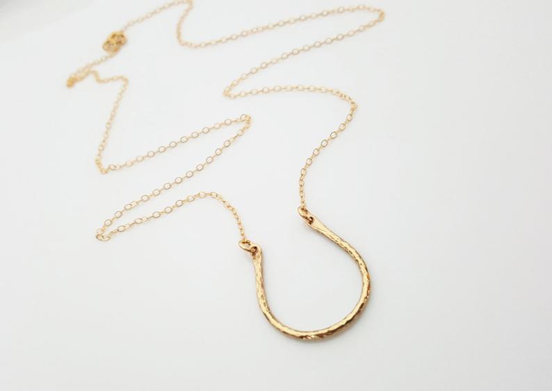 Horseshoe Charm Necklace - 14k Gold Fill Necklace