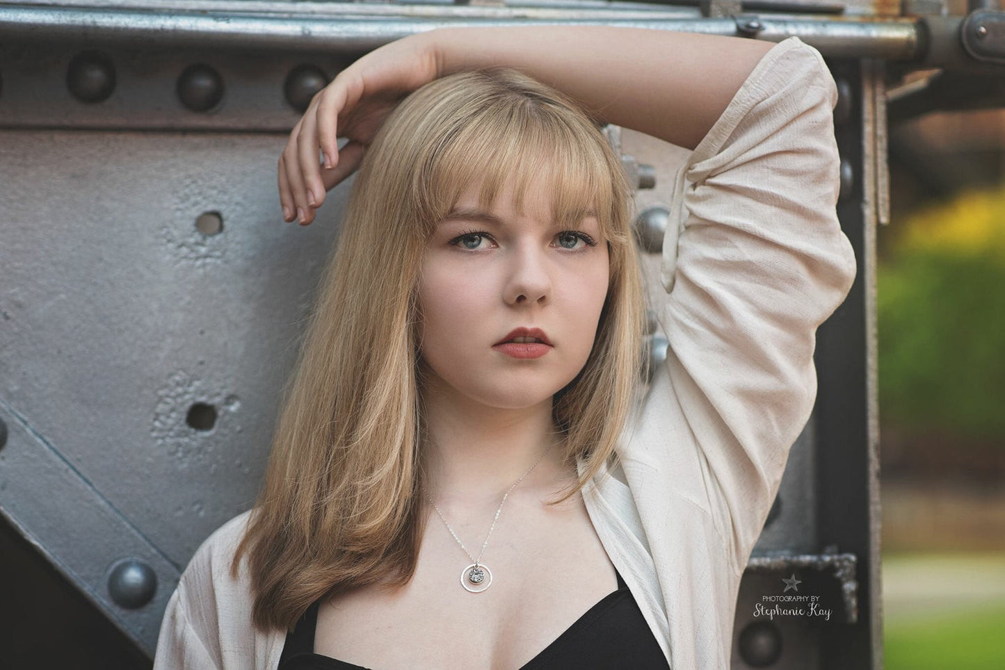 Druzy & Hammered Sterling Silver Halo Necklace – 18 Inch