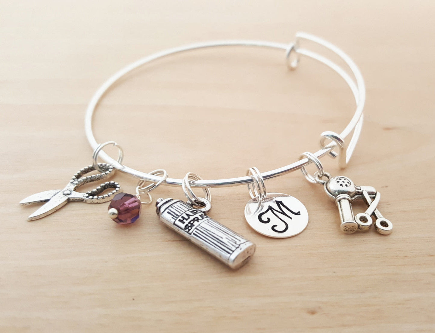 Hair Stylist Personalized Bangle Bracelet