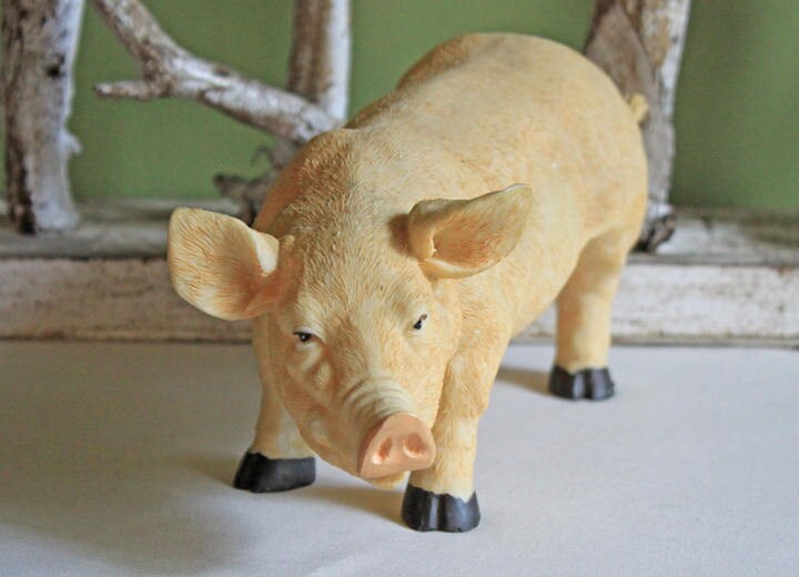 Luck Pigs Figurines.  New Year Gift of Cute Piggy with Bow for Good Luck/Year.  Gift for Pig Lovers/Collectors.