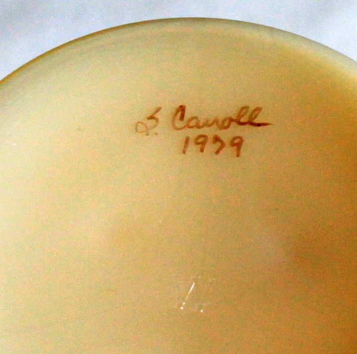 Westmoreland Milk Glass Footed Bowl. Hand Painted and Signed by Artist.