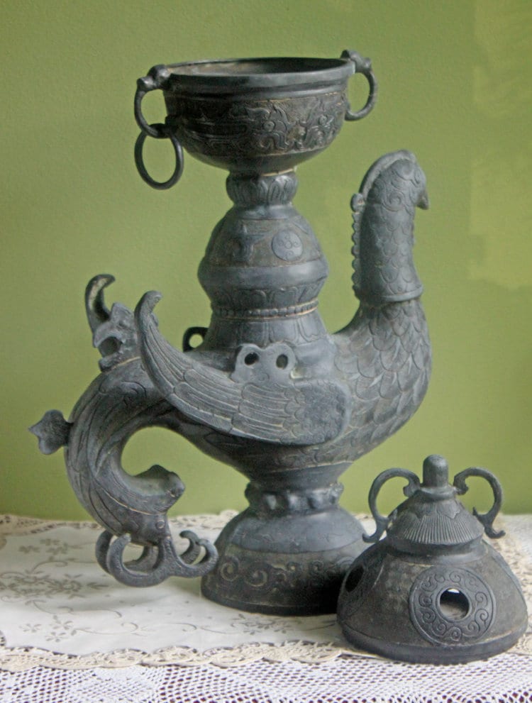 Antique Bronze Incense Burner. Asian Ritual Vessel. 18th-19th Century China Large Incense Burner in Shape of Bird. Museum Quality Artifact.