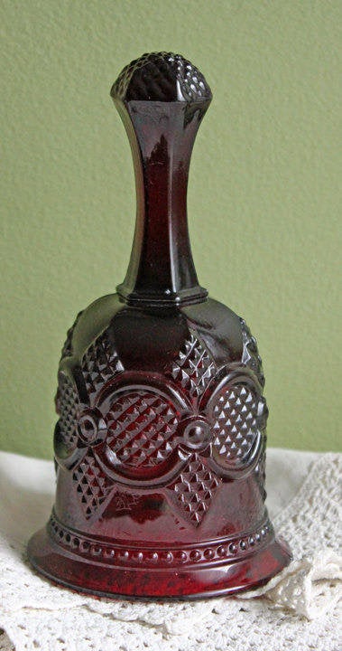 Glass Bell by Avon - Cape Cod Collection Ruby Color Sandwich Glass