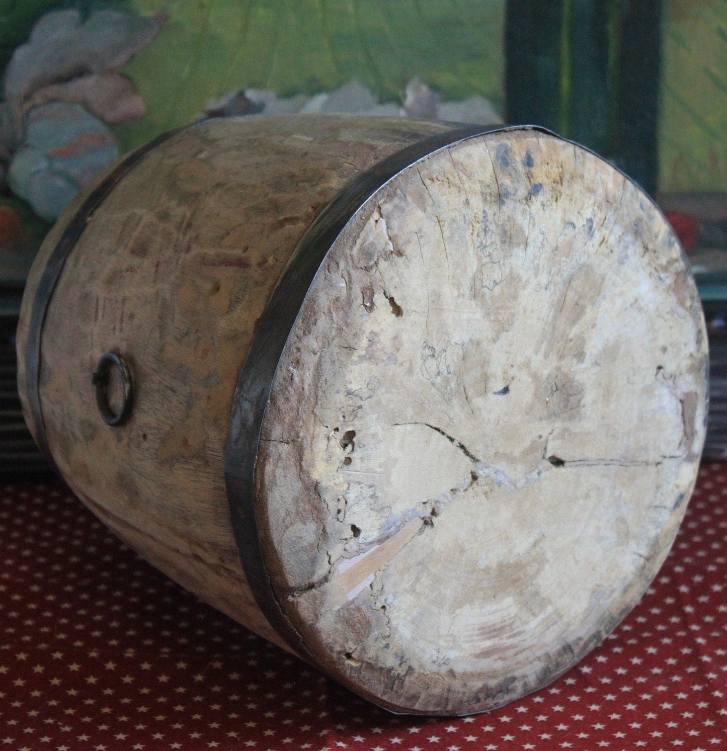 Antique Hand Made Wood Barrel for Rustic Home Decor