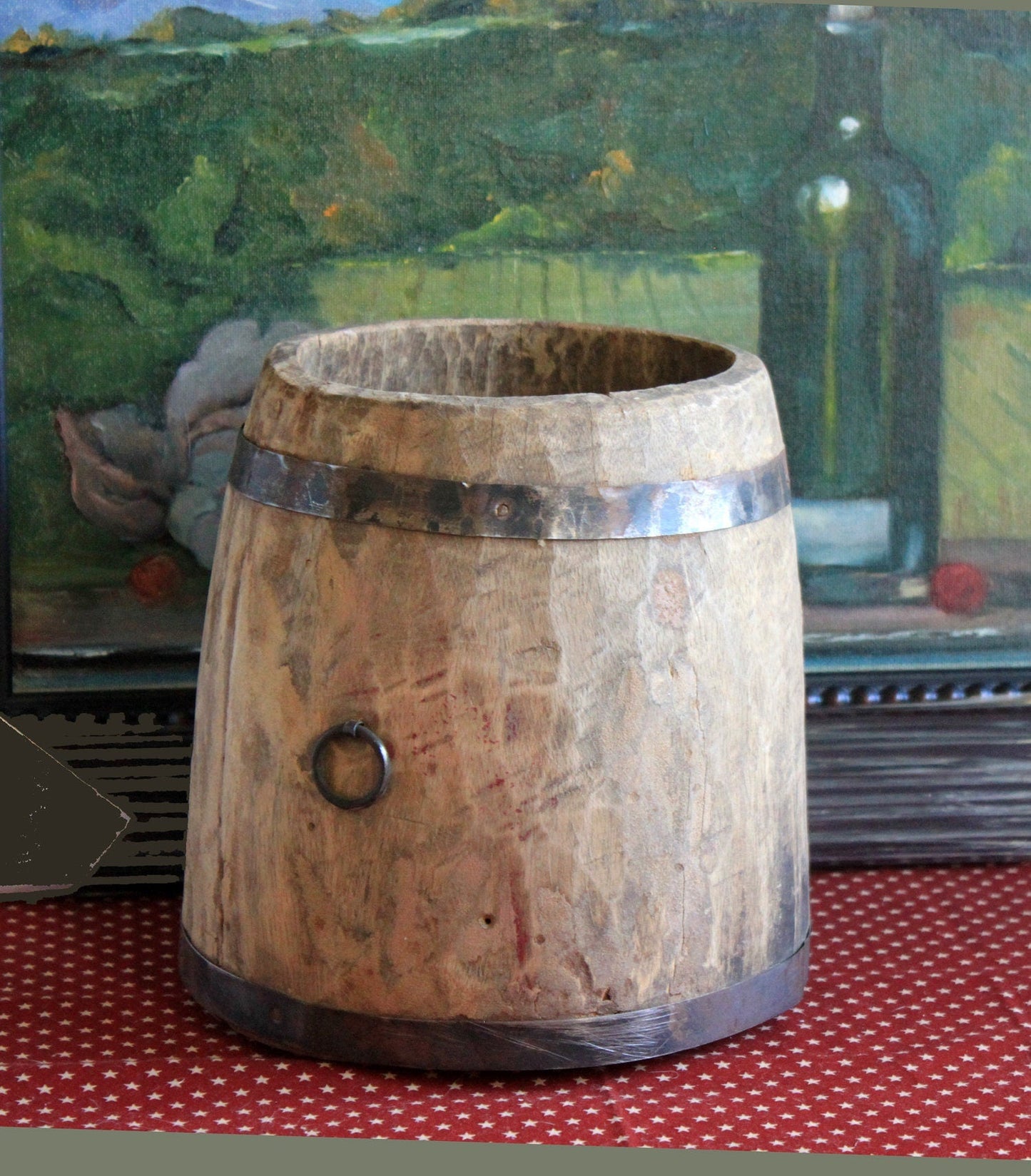 Antique Hand Made Wood Barrel for Rustic Home Decor
