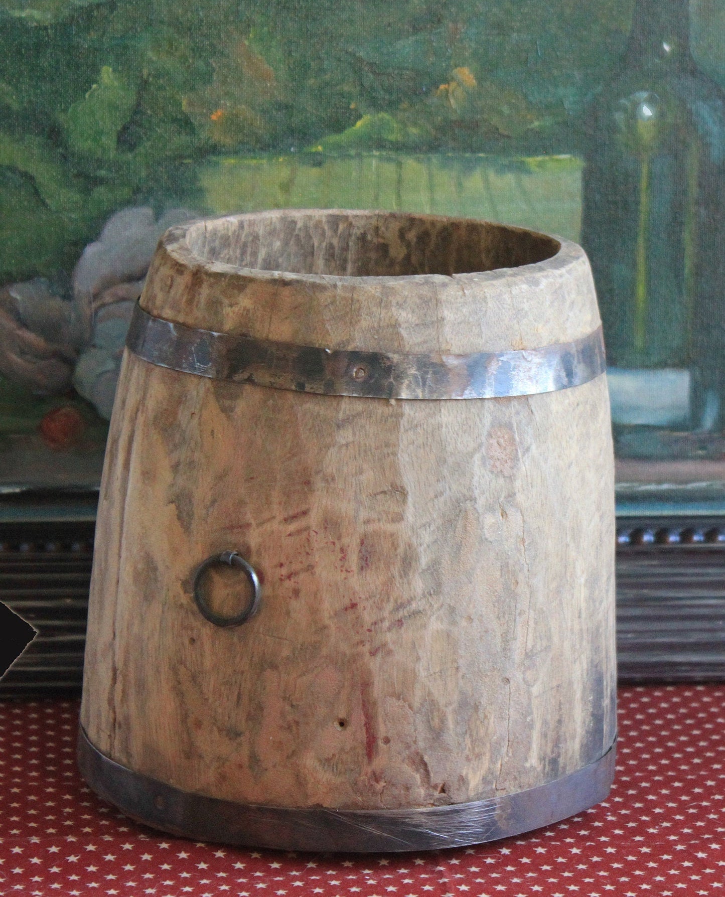 Antique Hand Made Wood Barrel for Rustic Home Decor