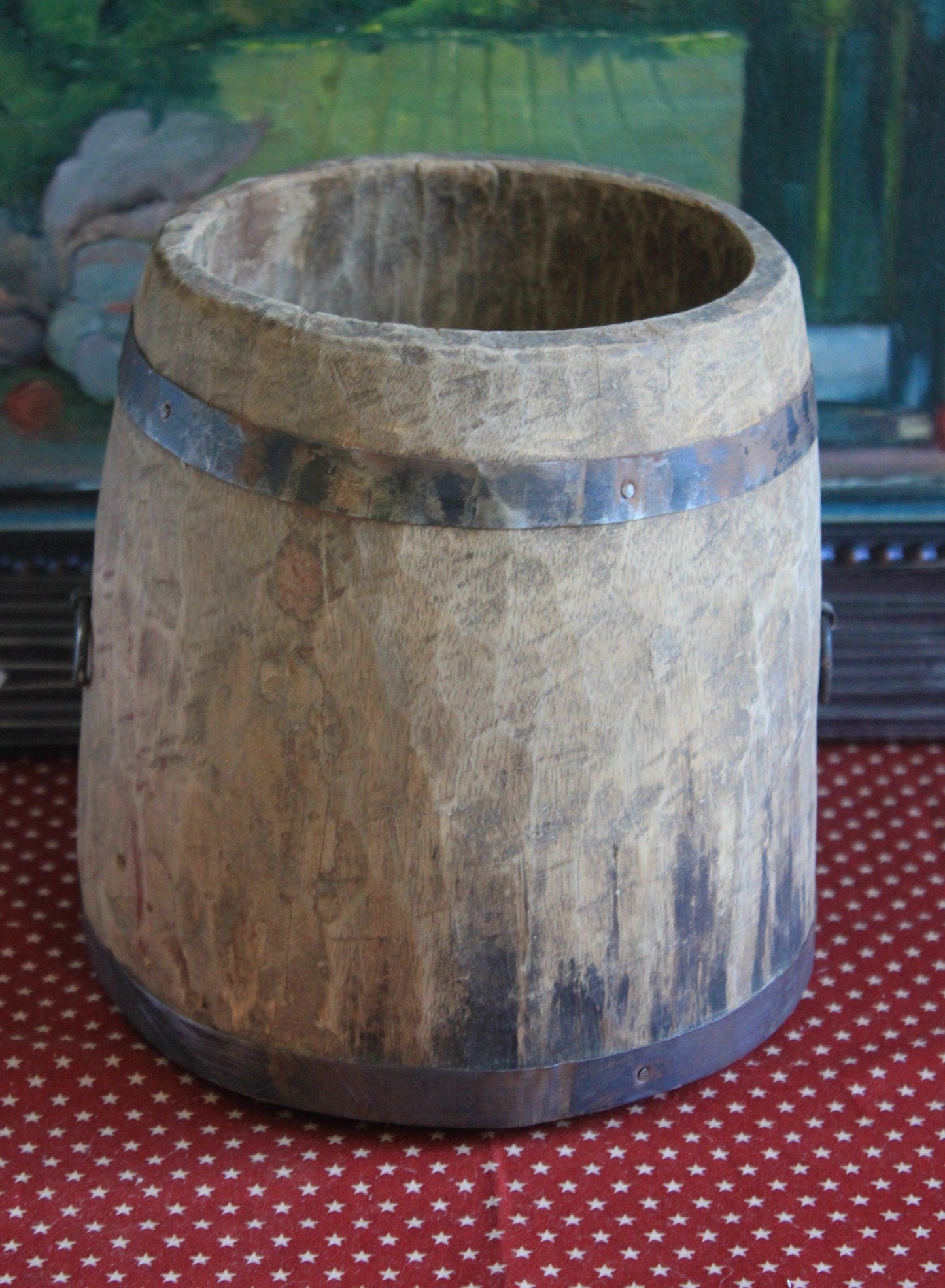 Antique Hand Made Wood Barrel for Rustic Home Decor