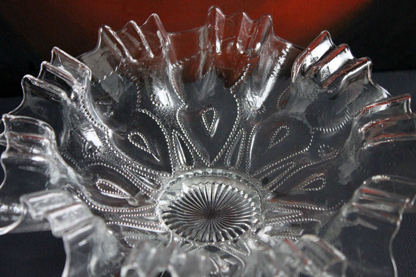 Vintage Glass Bowl. Cabinet Display Depression Glass Bowl.