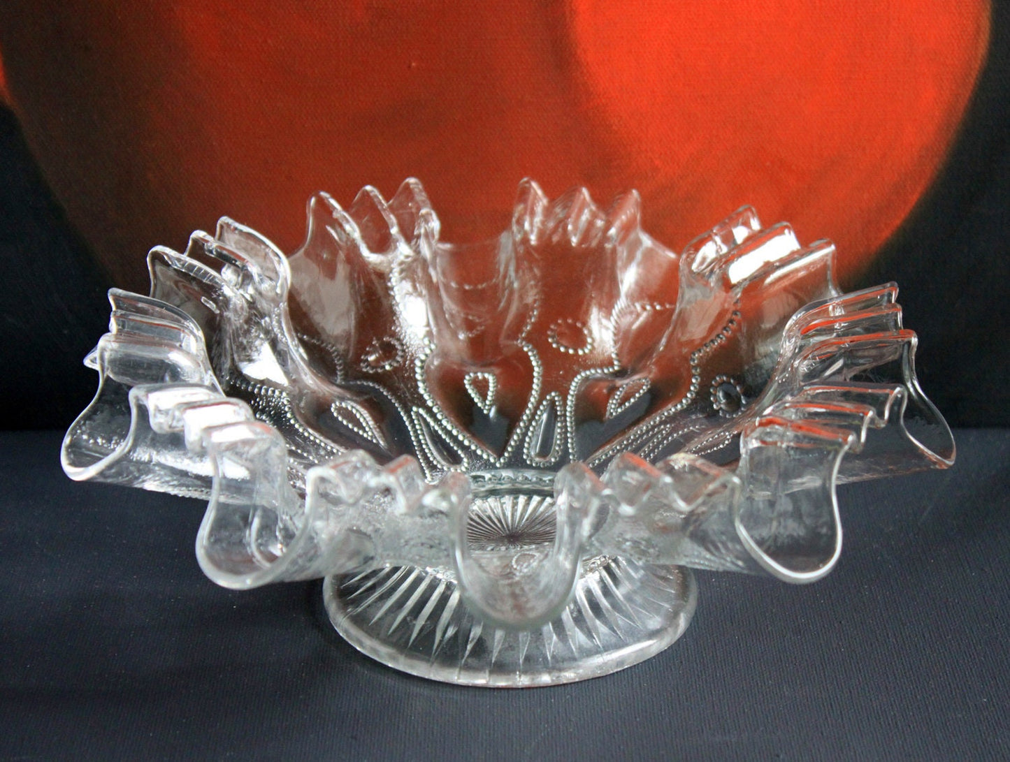Vintage Glass Bowl. Cabinet Display Depression Glass Bowl.