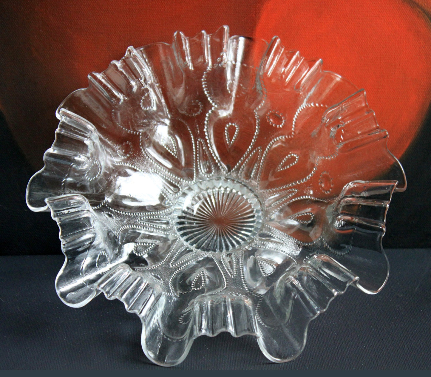 Vintage Glass Bowl. Cabinet Display Depression Glass Bowl.