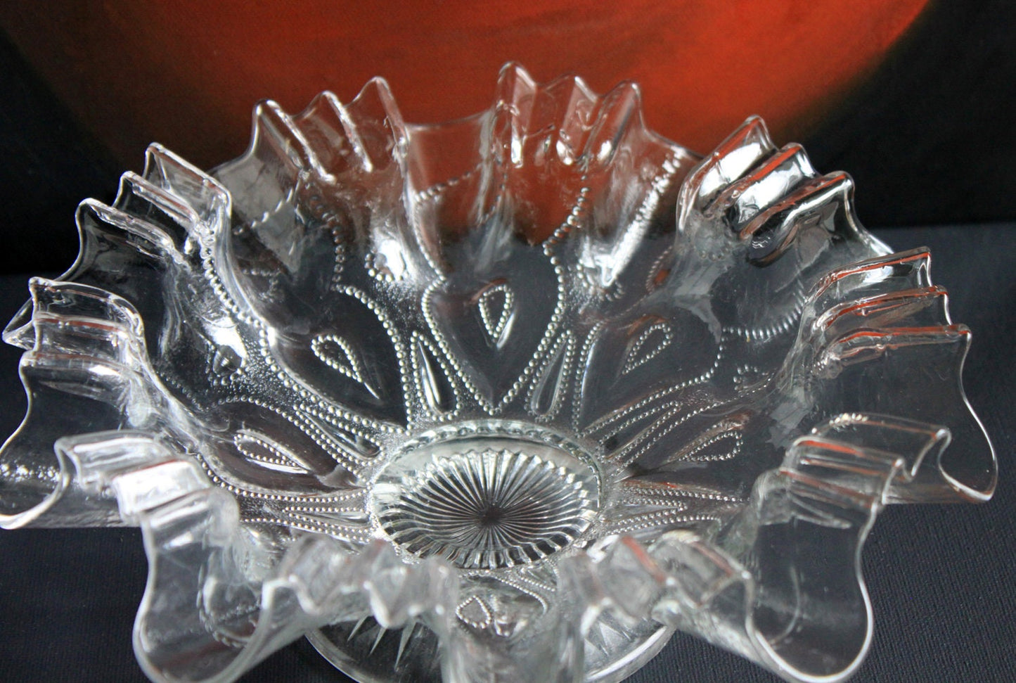 Vintage Glass Bowl. Cabinet Display Depression Glass Bowl.