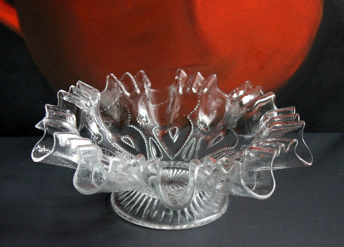Vintage Glass Bowl. Cabinet Display Depression Glass Bowl.