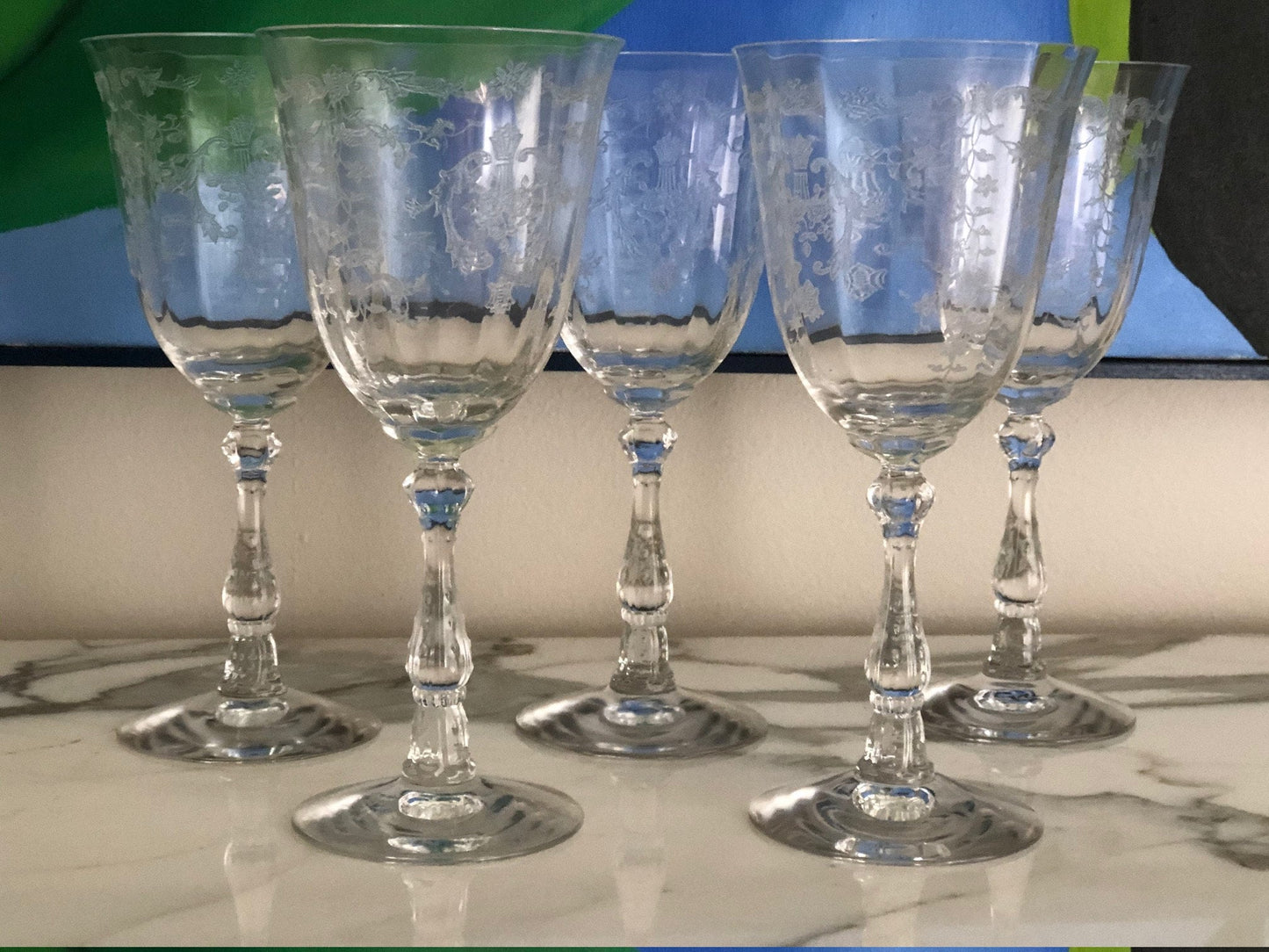 Vintage Cut Crystal Champagne Glasses.   Set of 6 Vintage Glasses. Fine Stemware.