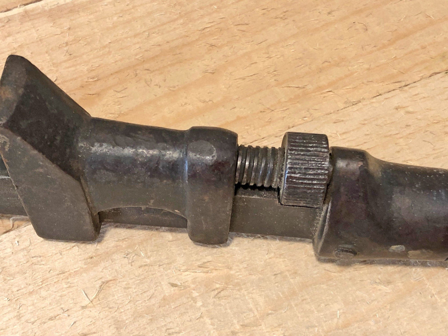 Antique OPI & PRY Craft Man Wrench.  Collectible Manual Tool with Wooden Handle. Gift for Him for Christmas.