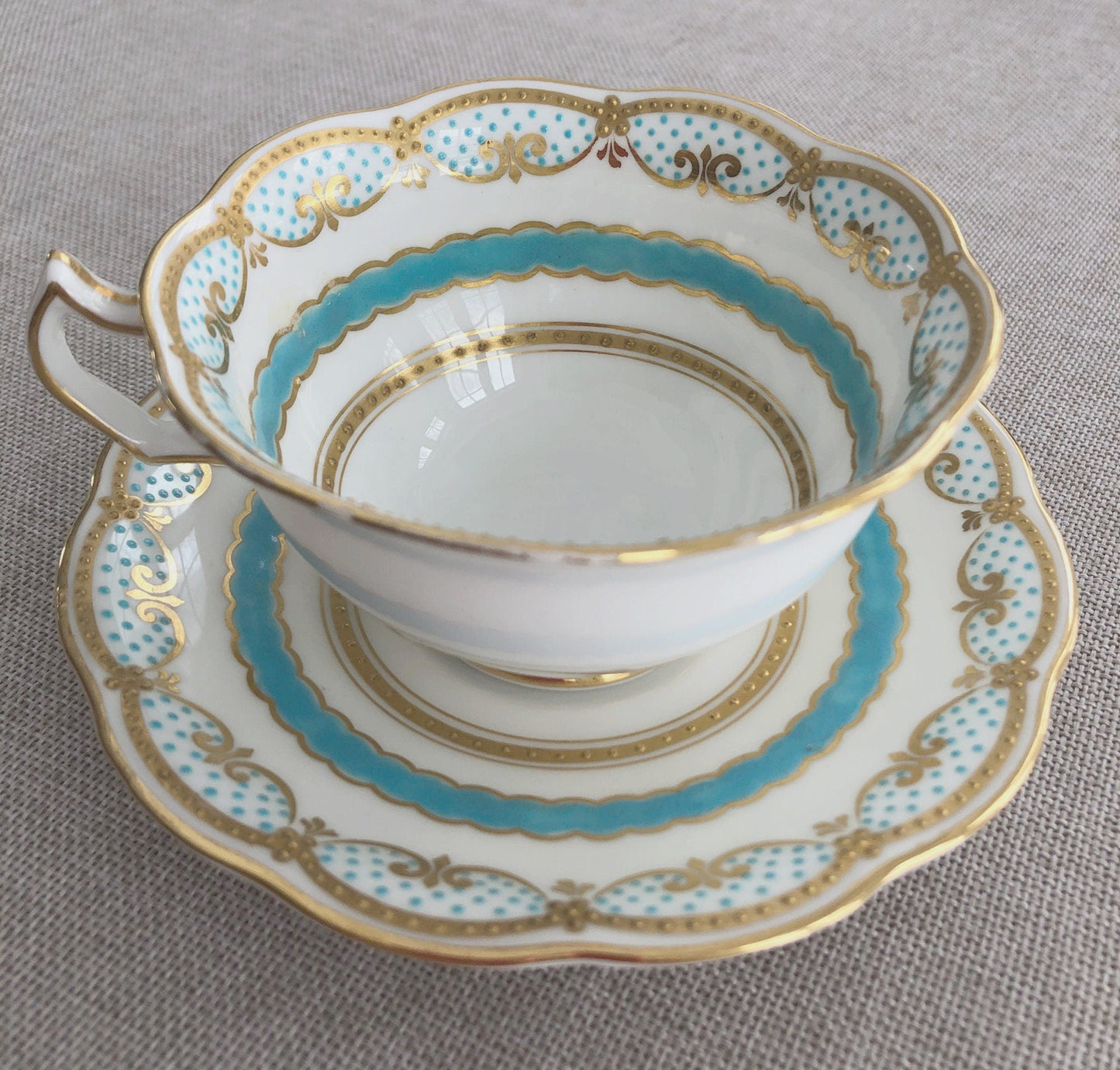 Vintage English Tea Cup by Grosvenor. Yellow Pink Gold Tea Party Set Made in England.