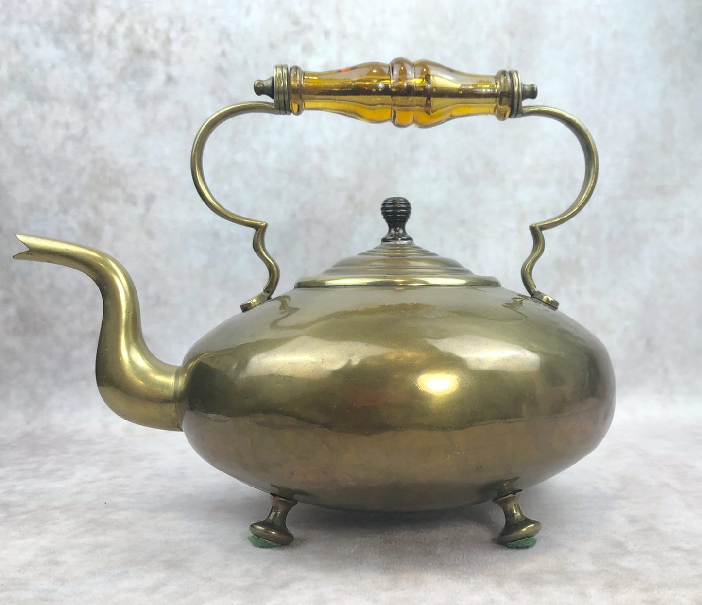 Antique Brass Teapot or Kettle or Coffee Pot with Glass Handle. Kettle Pot with Feet for Home Decor.