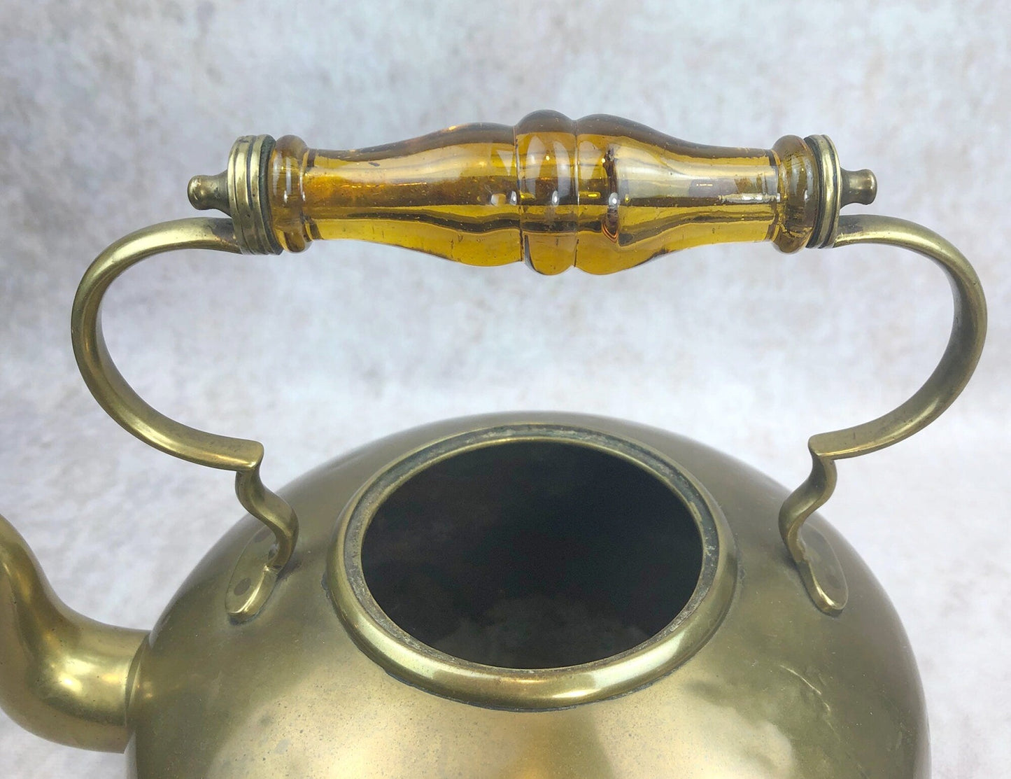 Antique Brass Teapot or Kettle or Coffee Pot with Glass Handle. Kettle Pot with Feet for Home Decor.